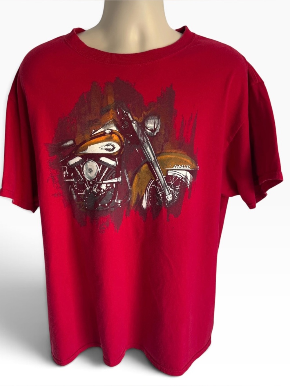 Harley-Davidson Smoky  TN Red Short Sleeve Tee with Orange Motorcycle Graphic
